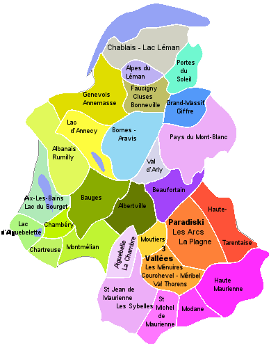 carte des zones touristiques des savoie